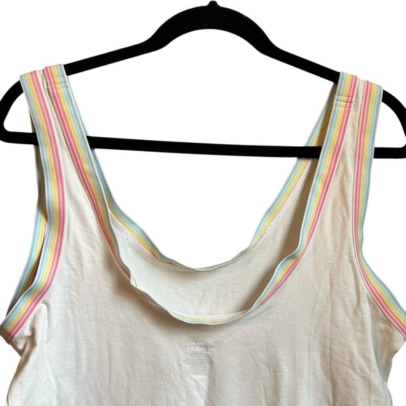 TORRID CASUAL RIBBED RAINBOW TANK BODYSUIT WOMEN SZ 1X White NEW - Picture 4 of 6